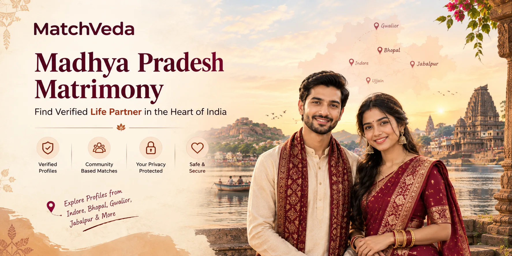 Madhya Pradesh matrimony for finding a verified life partner across MP with MatchVeda